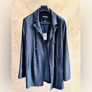 John Varvatos double breasted goat suede